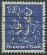 Dt. Reich 188 O, 1922, 120 Pf. Schwärzlichblau, Wz. 2, Strichstempel, Pracht, Gepr. Peschl, Mi. 140.- - Gebruikt