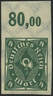 Dt. Reich 226aUPOR **, 1922, 4 M. Dunkelgrün, Ungezähnt, Oberrandstück, Pracht, Mi. -.- - Used Stamps