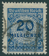 Dt. Reich 319B O, 1923, 20 Mio. M. Dunkelviolettultramarin, Durchstochen, Pracht, Gepr. Peschl, Mi. 400.- - Usados