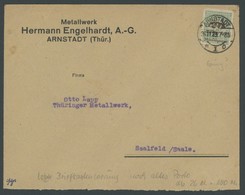 Dt. Reich 329AW BRIEF, 26.11.1923, 20 Mrd.M. Opalgrün/schwarzockerbraun, Gezähnt, Walzendruck, Einzelfrankatur (Briefkas - Gebraucht