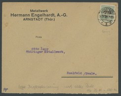 Dt. Reich 329AW BRIEF, 26.11.1923, 20 Mrd.M. Opalgrün/schwarzockerbraun, Gezähnt, Walzendruck, Einzelfrankatur (Briefkas - Gebruikt