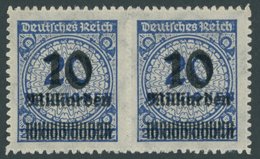 Dt. Reich 335BP HAT **, 1923, 10 Mrd. Auf 20 Mio. M. Dunkelviolettultramarin, Durchstochen, Plattendruck, Sprung In Der  - Gebruikt