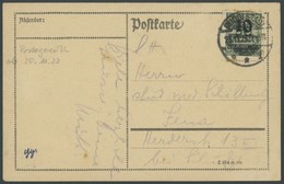 Dt. Reich 336AP HT BRIEF, 23.11.1923, 10 Mrd. Auf 50 Mio. M. Dunkelgrünoliv, Gezähnt, Plattendruck, Sprung In Der Rosett - Gebruikt