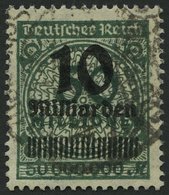 Dt. Reich 336AWb O, 1923, 10 Mrd. Auf 50 Mio. M. Schwarzopalgrün, Walzendruck, Pracht, Gepr. Dr. Oechsner, Mi. 2000.- - Gebraucht