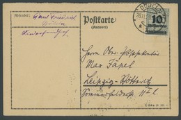 Dt. Reich 337 BRIEF, 26.11.1923, 10 Mrd. Auf 100 Mio.M. Dunkelgrüngrau, Einzelfrankatur Auf Postkarte Aus DÖBELN, Pracht - Gebraucht