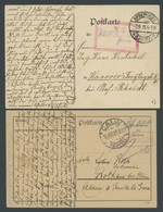 Dt. Reich 1923, 4 Postkarten Mit Verschiedenen Barfrankaturen, U.a. Nachverwendung In Spremberg, Pracht - Usati