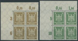 Dt. Reich 355/6XaP VB **, 1924, 3 Und 5 Pf. Reichsadler, Plattendruck, In Linken Oberen Eckrandviererblocks, Postfrisch, - Other & Unclassified