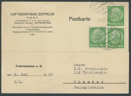 Dt. Reich 468 BRIEF, 1935, 5 Pf. Hindenburg, 3x Auf Firmen-Postkarte Luftschiffbau Zeppelin In Die USA, Feinst - Other & Unclassified