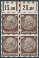 Dt. Reich 473WOR VB **, 1932, 50 Pf. Hindenburg, Walzendruck, Im Oberrandviererblock, Postfrisch, Pracht, Mi. 116.- - Otros & Sin Clasificación