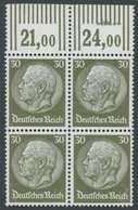 Dt. Reich 490WOR VB **, 1933, 30 Pf. Hindenburg, Wz. 2, Walzendruck, Im Oberrandviererblock, Postfrisch, Pracht - Sonstige & Ohne Zuordnung