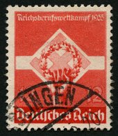 Dt. Reich 572y O, 1935, 12 Pf. Reichsberufswettkampf, Waagerechte Gummiriffelung, Pracht, Mi. 75.- - Other & Unclassified