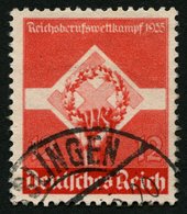 Dt. Reich 572y O, 1935, 12 Pf. Reichsberufswettkampf, Waagerechte Gummiriffelung, Pracht, Mi. 75.- - Autres & Non Classés