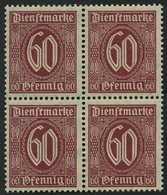 DIENSTMARKEN D 66b VB **, 1921, 60 Pf. Dunkelbräunlichkarmin Im Viererblock, Pracht, Gepr. Infla, Mi. 60.- - Dienstzegels