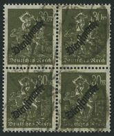 DIENSTMARKEN D 76 VB O, 1923, 30 M. Schwärzlichgrauoliv Im Viererblock, üblich Gezähnt Pracht, Gepr. Infla, Mi. (180.-) - Dienstzegels