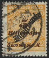 DIENSTMARKEN D 85 O, 1923, 5 Mrd. M. Lebhaftgelblichorange/siena, üblich Gezähnt Pracht, Gepr. Peschl, Mi. 110.- - Dienstmarken