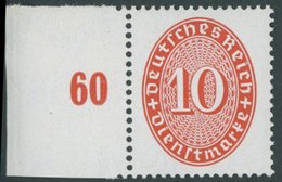 DIENSTMARKEN D 123X **, 1929, 10 Pf. Zinnoberrot, Wz. Stehend, Linkes Randstück, Postfrisch, Pracht, Mi. 90.- - Service
