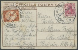 ZEPPELINPOST 10 BRIEF, 1912, 10 Pf. Flp. Am Rhein Und Main Auf Flugpostkarte (Herzogliche Familie) Mit 10 Pf. Zusatzfran - Poste Aérienne & Zeppelin