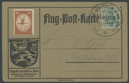 ZEPPELINPOST 10 BRIEF, 1912, 10 Pf. Flp. Am Rhein Und Main Auf Flugpostkarte Mit 5 Pf. Zusatzfrankatur, Sonderstempel Ma - Luchtpost & Zeppelin