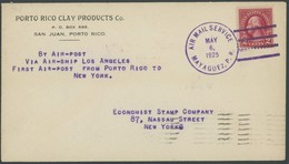 ZEPPELINPOST 20V BRIEF, 1925, Porto Rico-Lakehurst, Mit K1 AIR MAIL SERVICE MAYAGUEZ, Prachtbrief, R! - Airmail & Zeppelin