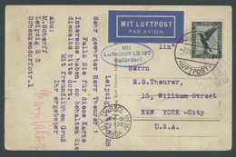 ZEPPELINPOST 21C BRIEF, 1928, Amerikafahrt, Frankiert Mit 2 RM Adler, Prachtkarte - Luft- Und Zeppelinpost
