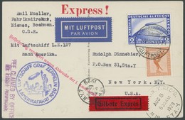 ZEPPELINPOST 26A BRIEF, 1929, Amerikafahrt, Auflieferung Friedrichshafen, Per Eilboten, Prachtkarte - Luft- Und Zeppelinpost