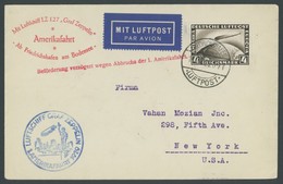ZEPPELINPOST 26A BRIEF, 1929, Amerikafahrt, Auflieferung Friedrichshafen, Frankiert Mit 4 RM, Prachtbrief Mit Privatem Z - Airmail & Zeppelin