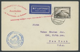 ZEPPELINPOST 26A BRIEF, 1929, Amerikafahrt, Auflieferung Friedrichshafen, Frankiert Mit 4 RM, Prachtbrief Mit Privatem Z - Poste Aérienne & Zeppelin