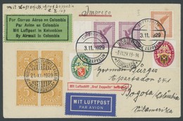 ZEPPELINPOST 48B BRIEF, 1929, Fahrt Nach Böblingen, Bordpost Der Hinfahrt, Mit SCADTA-Mischfrankatur Nach Bogota/Kolumbi - Airmail & Zeppelin