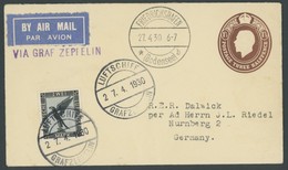ZEPPELINPOST 55C BRIEF, 1930, Englandfahrt, Bordpost, Abgabe Friedrichshafen, Auf 11/2 P. Ganzsachenumschlag Mit 1 RM Ad - Luchtpost & Zeppelin