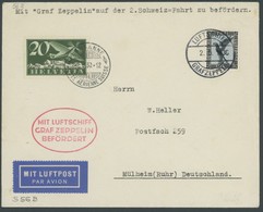 ZEPPELINPOST 56B BRIEF, 1930, Schweizfahrt, Bordpost, Brief Mit Schweizer Zusatzfrankatur, Feinst - Luchtpost & Zeppelin
