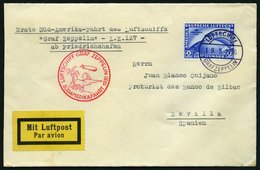 ZEPPELINPOST 57A BRIEF, 1930, Südamerikafahrt, Bordpost, Fr`hafen-Sevilla, Prachtbrief - Luft- Und Zeppelinpost