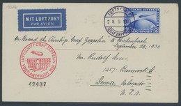 ZEPPELINPOST 90Ab BRIEF, 1930, Vogtlandfahrt, Bordpost Der Hinfahrt, Nach Denver/Colorado, Frankiert Mit 2 RM, Prachtbri - Luchtpost & Zeppelin