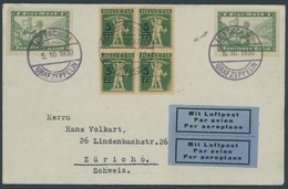 ZEPPELINPOST 91Ab BRIEF, 1930, Fahrt Nach Leipzig, Bordpost, Mit Schweizer Zusatzfrankatur, Prachtbrief - Luft- Und Zeppelinpost