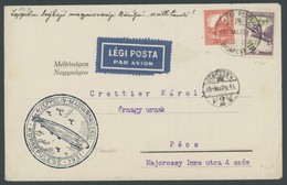 ZEPPELINPOST 102Bb BRIEF, 1931, Landungsfahrt Nach Ungarn, Ungarische Post, Frankiert Mit Zeppelinmarke Zu 2 P., Prachtb - Luft- Und Zeppelinpost