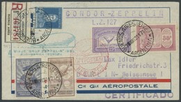 ZEPPELINPOST 159I BRIEF, 1932, 4. Südamerikafahrt, Argentinische Post, Sonderbestätigungsstempel Type I, Einschreibbrief - Luchtpost & Zeppelin