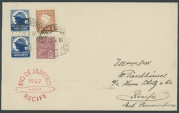 ZEPPELINPOST 190Eb BRIEF, 1932, 8. Südamerikafahrt, Brasilianische Post, Etappenpost Rio De Janeiro - Recife, Prachtbrie - Airmail & Zeppelin