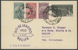 ZEPPELINPOST 190Eb BRIEF, 1932, 8. Südamerikafahrt, Brasilianische Post, Etappenpost Rio De Janeiro - Recife, Prachtkart - Airmail & Zeppelin