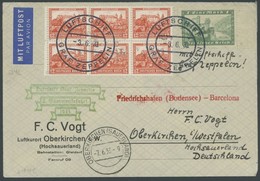 ZEPPELINPOST 214C BRIEF, 1933, 2. Südamerikafahrt, Abwurf Barcelona, Prachtbrief - Airmail & Zeppelin