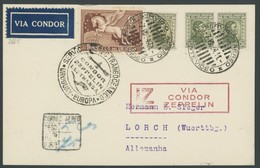 ZEPPELINPOST 266C BRIEF, 1934, 5. Südamerikafahrt, Uruguayische Post, Einschreibkarte, Gepr. Dr. Simon, Pracht - Airmail & Zeppelin