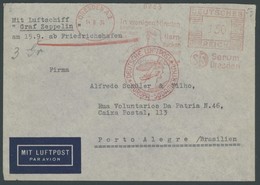 ZEPPELINPOST 274Ba BRIEF, 1934, 8. Südamerikafahrt, Anschlussflug Stuttgart (Buchstabe *), Nach Porto Alegre/Brasilien,  - Airmail & Zeppelin