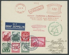 ZEPPELINPOST 286Ab BRIEF, 1934, Weihnachtsfahrt, Beide Stempel, Mit Freistempler Patronen- Zündhütchen- U. Metallwarenfa - Airmail & Zeppelin