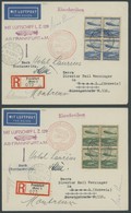 ZEPPELINPOST 406C BRIEF, 1936, 1. Nordamerikafahrt, Auflieferung Frankfurt (c), 2 Einschreibbriefe, Je Mit Mi.Nr. 606/07 - Airmail & Zeppelin