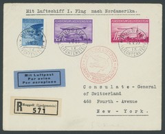 ZEPPELINPOST 408A/B BRIEF, 1936, 1. Nordamerikafahrt, Liechtensteinische Post, Einschreibbrief Mit Satzfrankatur, Pracht - Airmail & Zeppelin