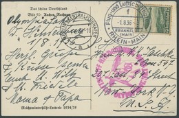 ZEPPELINPOST 427B BRIEF, 1936, Olympiafahrt, Auflieferung Rhein-Main-Flughafen, Leichte Randbüge Sonst Pracht - Airmail & Zeppelin