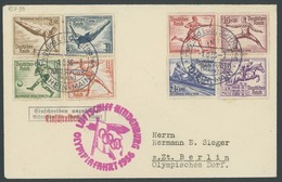 ZEPPELINPOST 427Bb BRIEF, 1936, Olympiafahrt, Auflieferung Rhein-Main-Flughafen, Frankiert Mit Komplettem Olympia-Satz,  - Airmail & Zeppelin