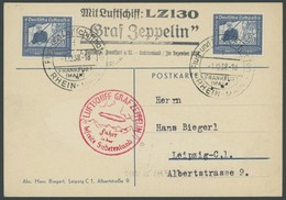 ZEPPELINPOST 456 BRIEF, 1938, Fahrt In Das Sudetenland, Farbige Zeppelin-Privatpostkarte, Pracht - Luchtpost & Zeppelin