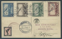 ZULEITUNGSPOST 107 BRIEF, Belgien: Fahrt Nach Nürnberg, Frankiert Mit Mi.Nr. 280-83 (entwertet Mit Bahnpoststempel), Sow - Correo Aéreo & Zeppelin