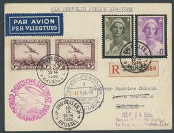 ZULEITUNGSPOST 437 BRIEF, Belgien: 1936, 8. Nordamerikafahrt, Einschreibbrief Mit Retourvermerken, Pracht - Correo Aéreo & Zeppelin