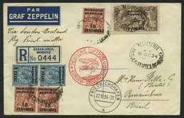 ZULEITUNGSPOST 283 BRIEF, Britische Post In Marokko (Französische Zone): 1934, 11. Südamerikafahrt, Einschreib-Drucksach - Correo Aéreo & Zeppelin