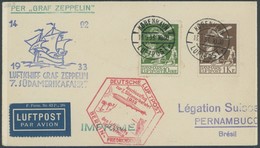 ZULEITUNGSPOST 232B BRIEF, Dänemark: 1933, 7. Südamerikafahrt, Anschlussflug Ab Berlin, Frankiert Mit Mi.Nr. 181 Und 143 - Airmail & Zeppelin